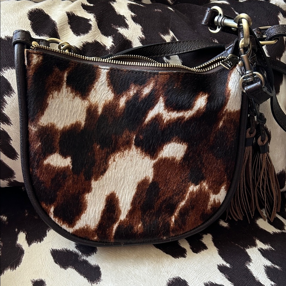 Patricia Nash Brown and Black Animal Print Shoulder Bag
